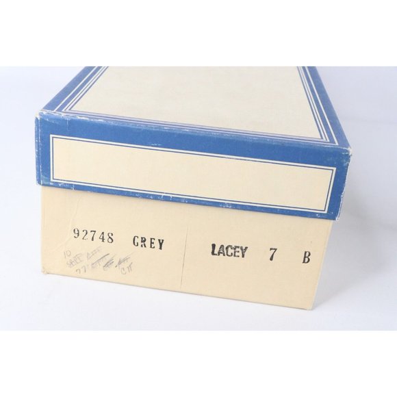 NOS Vintage 90s Streetwear Womens 7 B Braided Leather Chunky Heel Shoes Gray USA - Picture 9 of 9